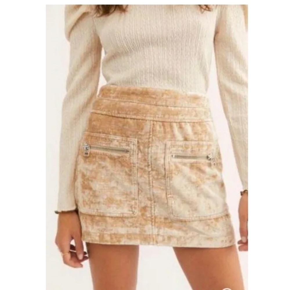 Free People Dust To Dust Crushed Velvet Mini Skirt